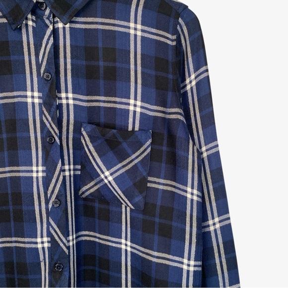 Rails Hunter Plaid Button Up Long Sleeve Shirt - Blue/White - Size S - Picture 5 of 7
